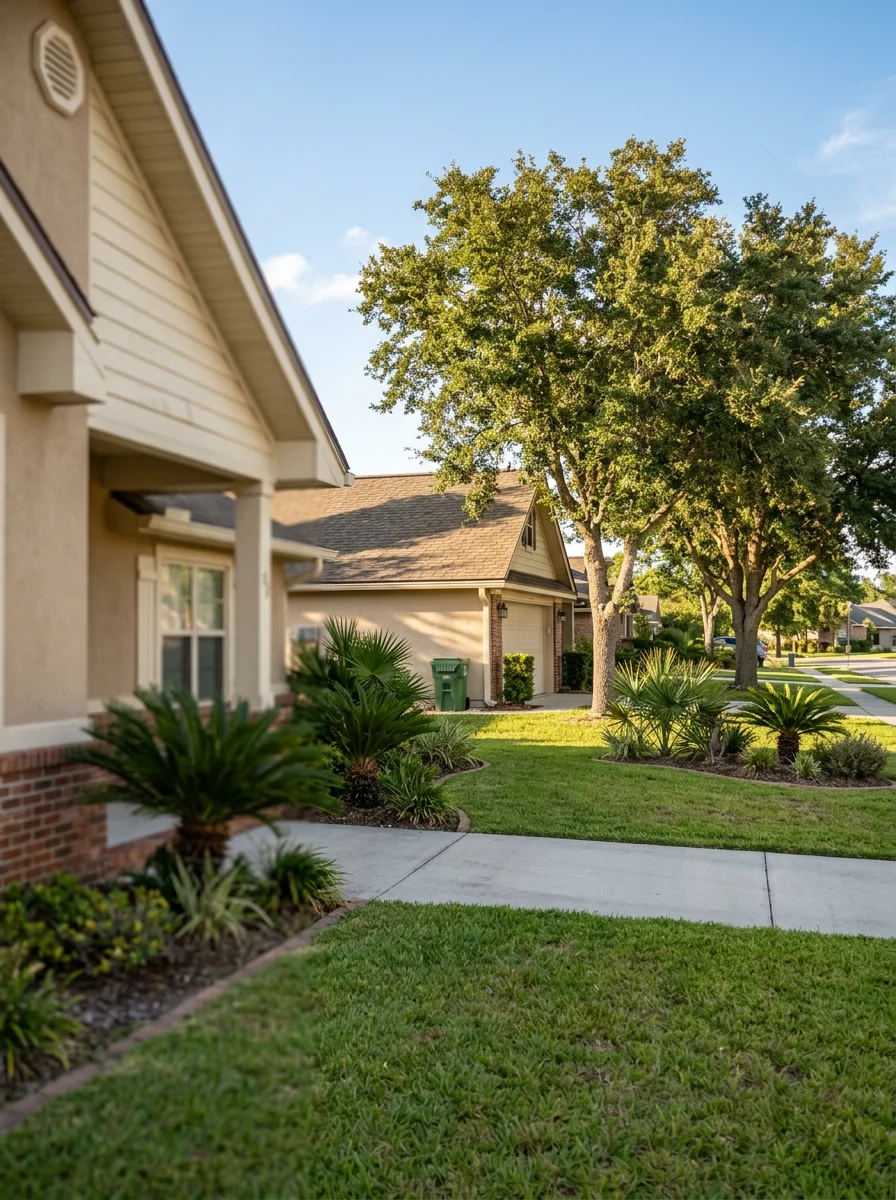 Pace suburban home with driveway and landscaping in natural afternoon light.